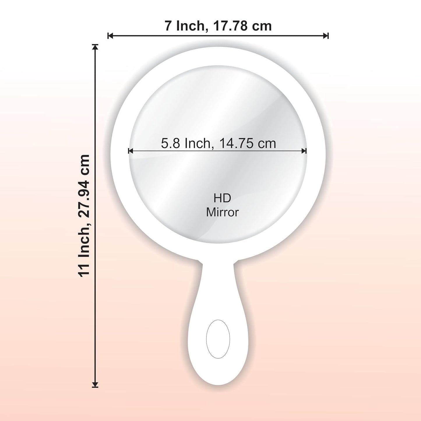7.5x11 inch Round Handheld Mirror with Wooden Handle for Makeup, Shaving, Salon, Travel & Indoor Use – Lightweight HD Glass – Unisex Mirror