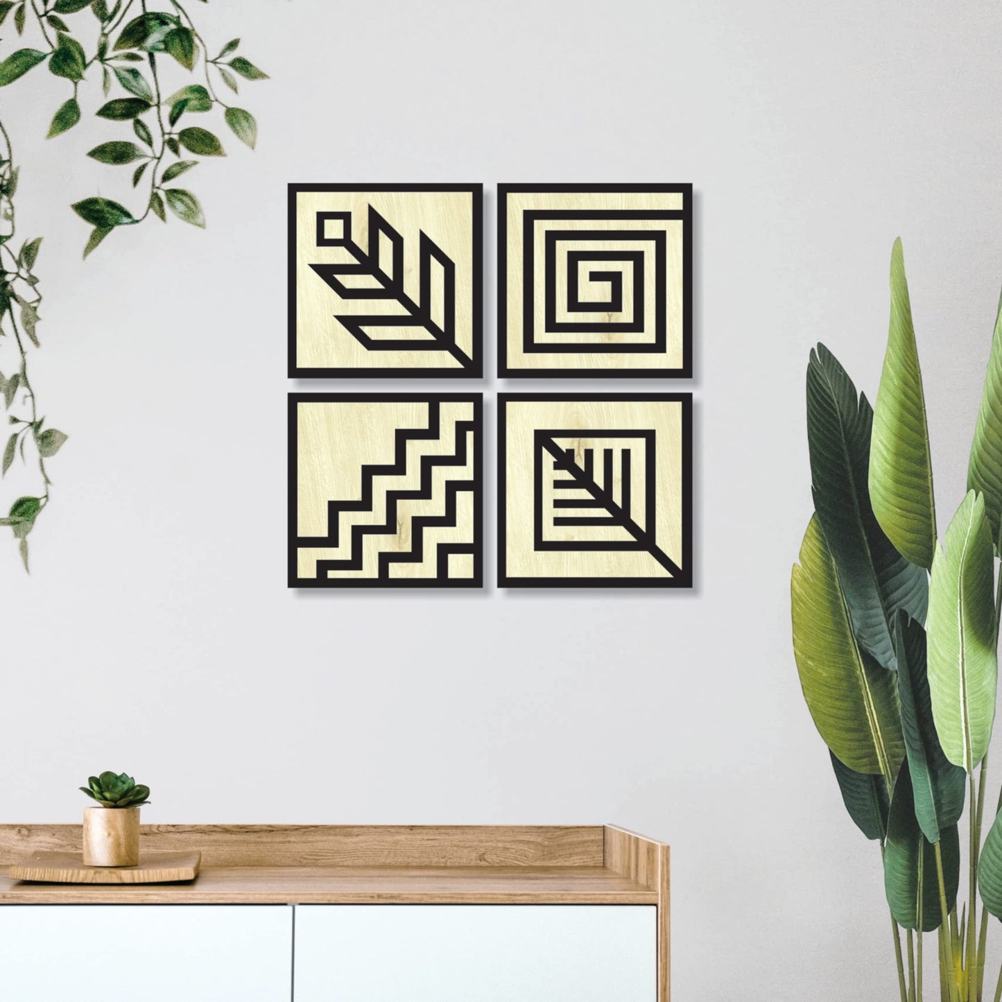 11 x 11 inch Bird-Themed Wooden Wall Decor Art | Self-Adhesive Dual-Tone MDF Wall Hanging for Living Room, Bedroom, Office