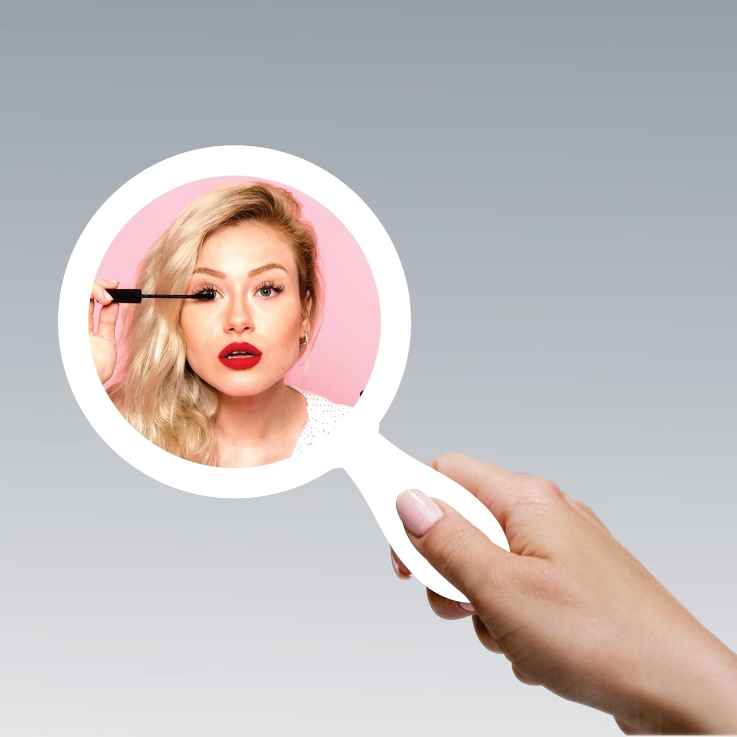 7.5x11 inch Round Handheld Mirror with Wooden Handle for Makeup, Shaving, Salon, Travel & Indoor Use – Lightweight HD Glass – Unisex Mirror