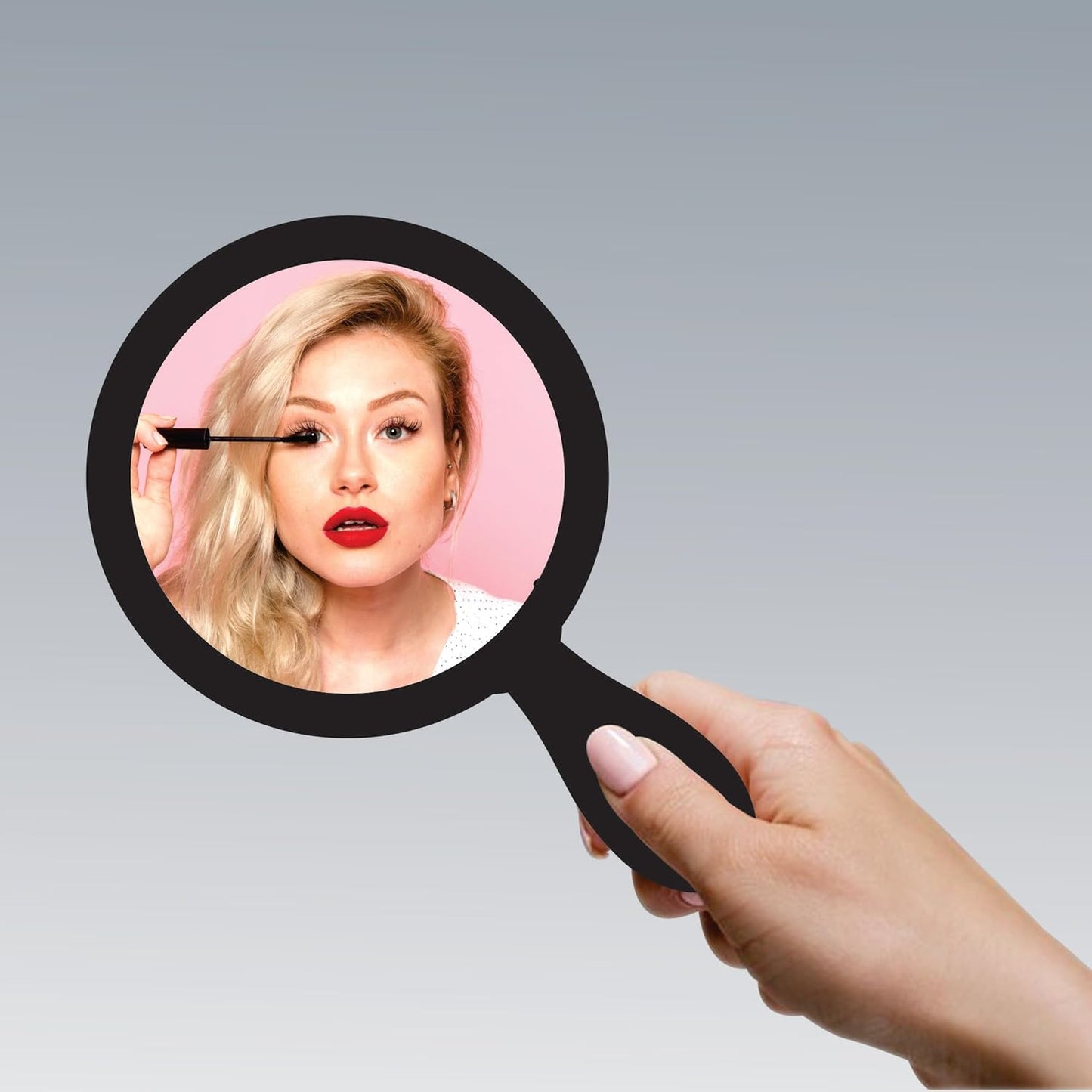 7.5x11 inch Round Handheld Mirror with Wooden Handle for Makeup, Shaving, Salon, Travel & Indoor Use – Lightweight HD Glass – Unisex Mirror