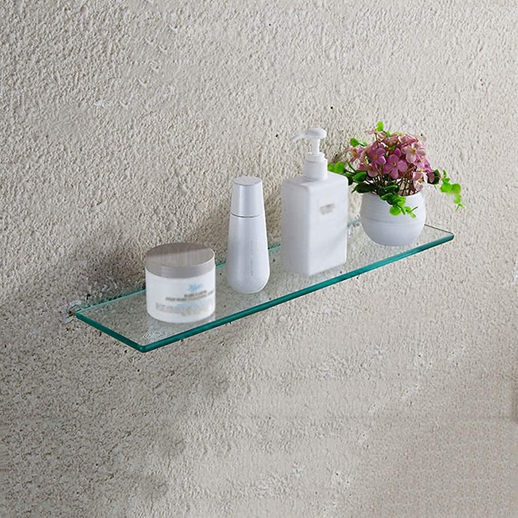 12x6 inch Set of 3 Wall Mounted Polished Glass Shelves | Multi-Purpose Floating Shelf for Bathroom, Kitchen, Living Room, Office, Bedroom