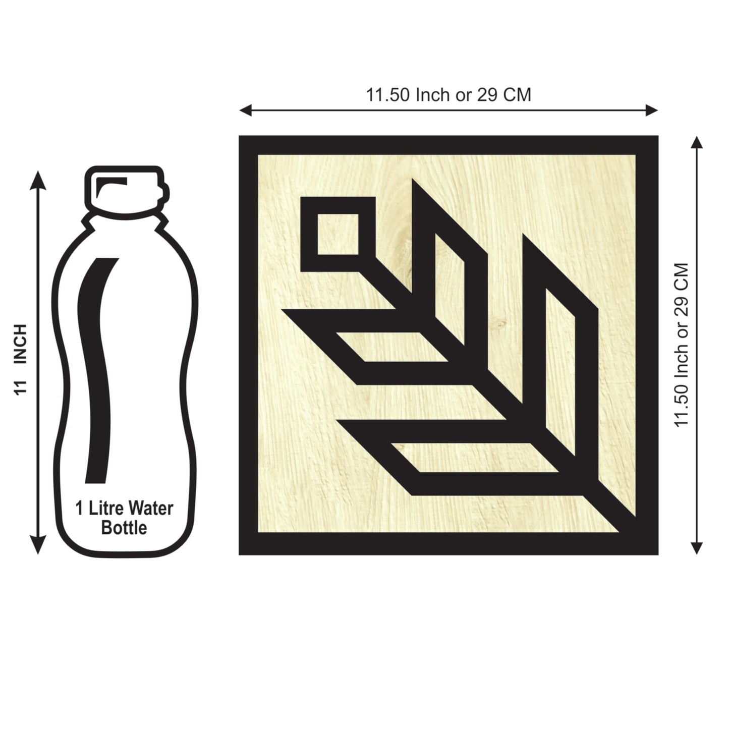 11 x 11 inch Element-Themed Wooden Wall Decor Art | Self-Adhesive Dual-Tone MDF Wall Hanging for Living Room, Bedroom, Office