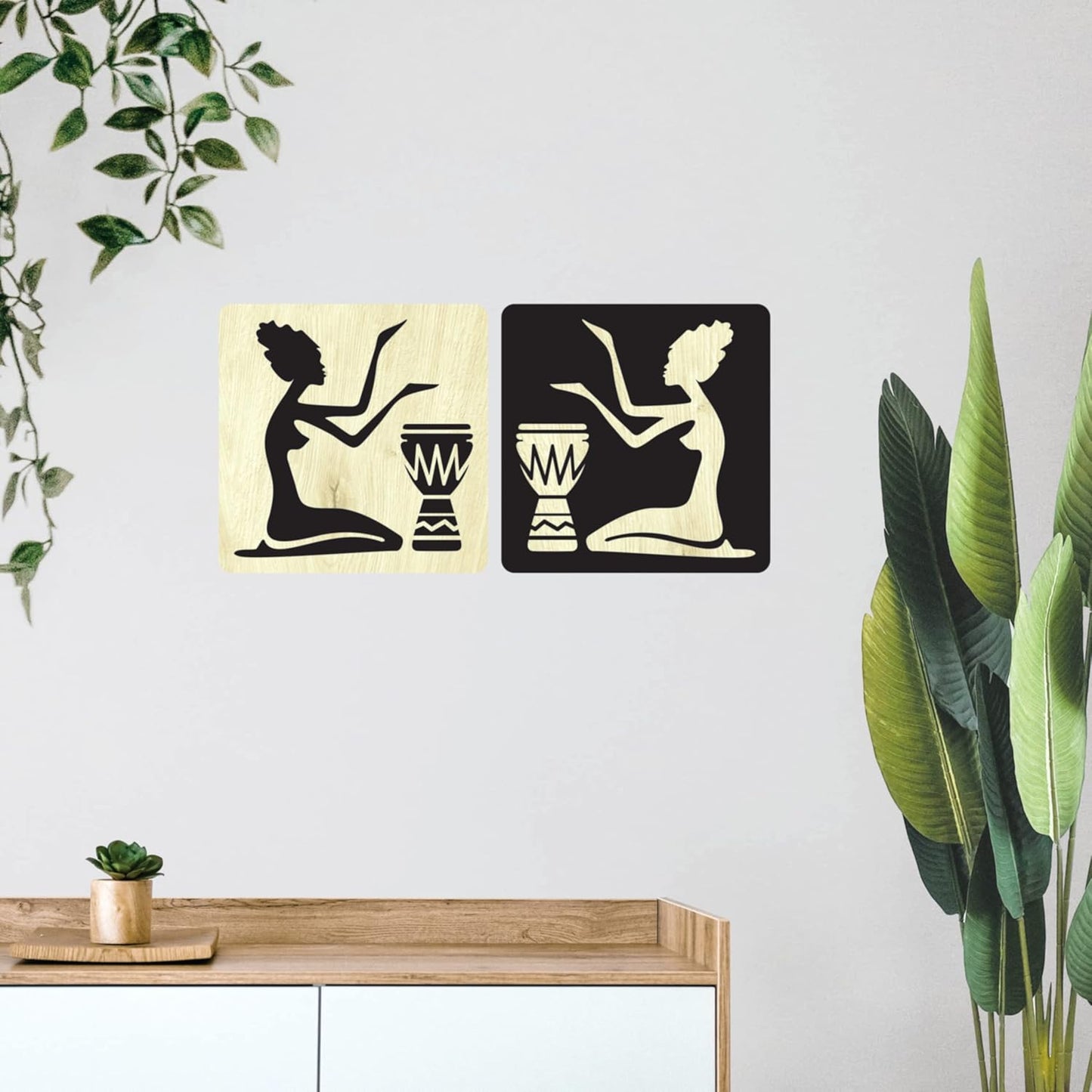 11 x 11 inch Bird-Themed Wooden Wall Decor Art | Self-Adhesive Dual-Tone MDF Wall Hanging for Living Room, Bedroom, Office