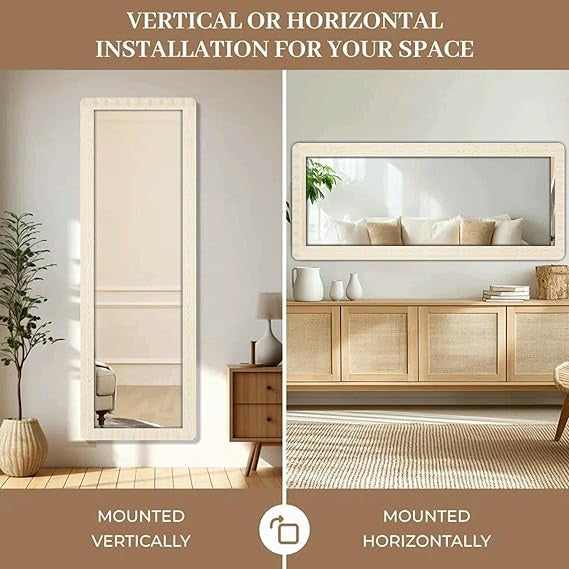21 x 51 inch Full Length Dressing Cheval Mirror – Long Fiber Wood, Rectangular Framed HD Mirror for Wall Hanging in Bedroom, Living Room & Home Decor