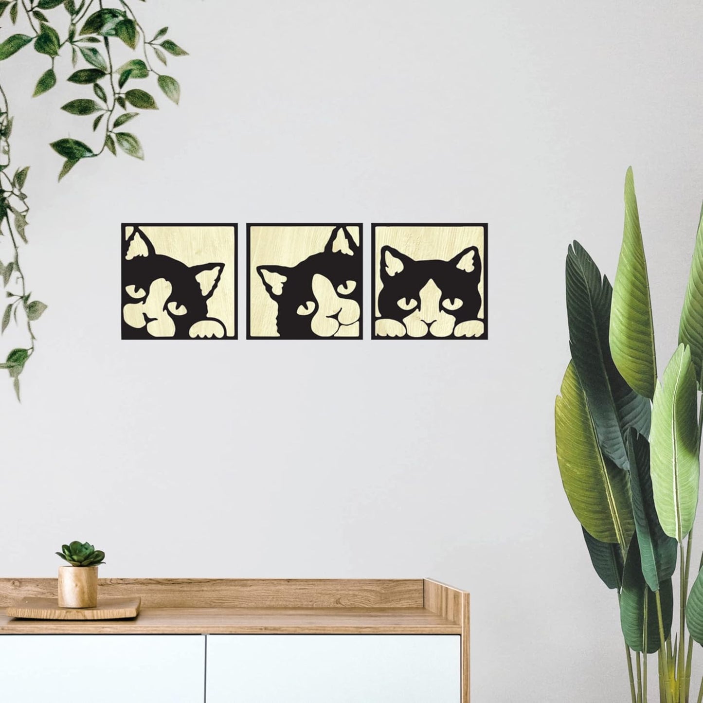 11 x 11 inch Bird-Themed Wooden Wall Decor Art | Self-Adhesive Dual-Tone MDF Wall Hanging for Living Room, Bedroom, Office