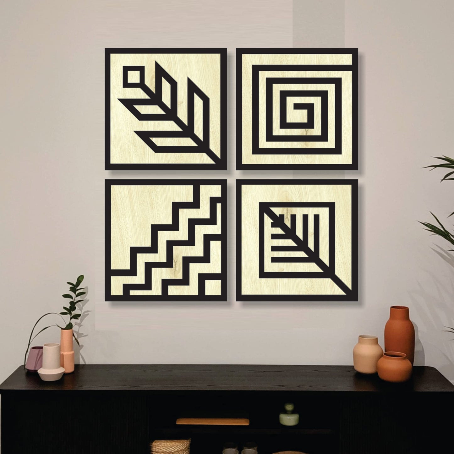 11 x 11 inch Bird-Themed Wooden Wall Decor Art | Self-Adhesive Dual-Tone MDF Wall Hanging for Living Room, Bedroom, Office