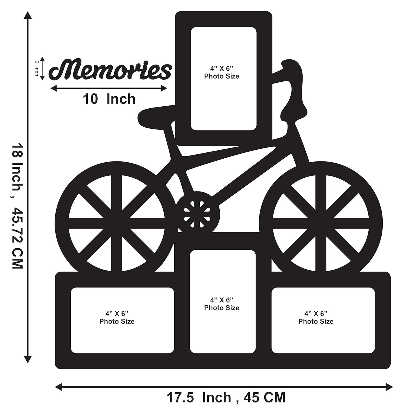 Bicycle Multi Picture Collage Photo Frame – Jointless Wooden Wall Decor for Living Room, Bedroom, Office, Gift