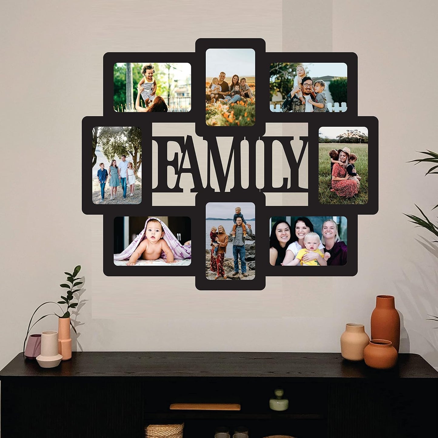 One Piece Jointless Wooden Multi Picture Collage Photo Frame –Multi Theme Tabletop Décor for Living Room, Gift, Office or Kids Room Use