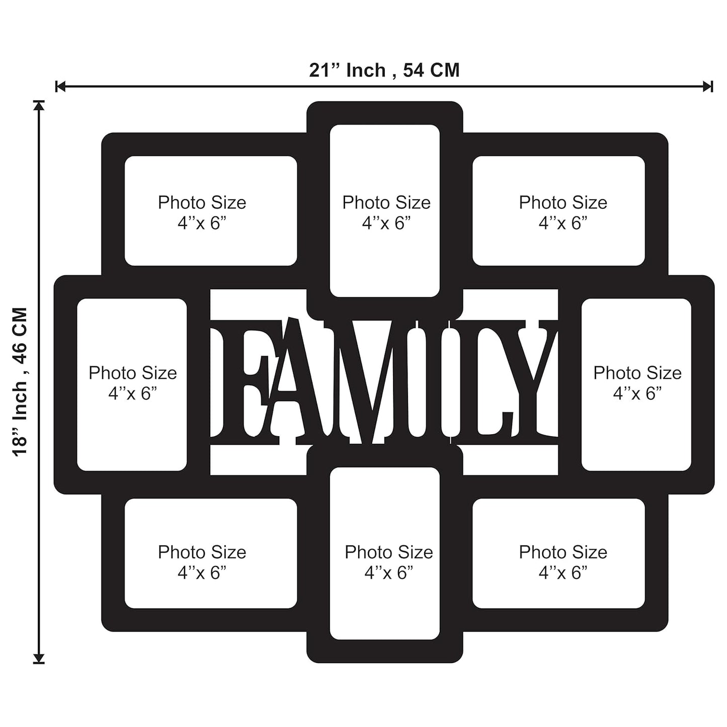 Family One Piece Jointless Wooden Multi Picture Collage Photo Frame – Blessed Home Rectangular Wall Decor for Living Room, Gift