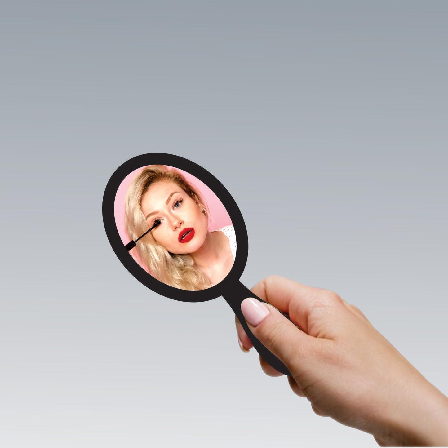 3.5x7.5 Oval Handheld Mirror with Wooden Handle for Makeup, Shaving, Salon, Travel & Indoor Use – Portable, Lightweight, Unisex – MDF Frame