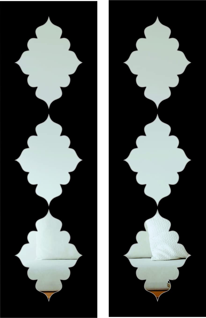 4X13 Set of 2 Handcrafted Wooden Wall Mirror Panels – Jharokha Style Decorative Wall Accents for Living Room, Bedroom, Lobby, or Entryway Wall Décor