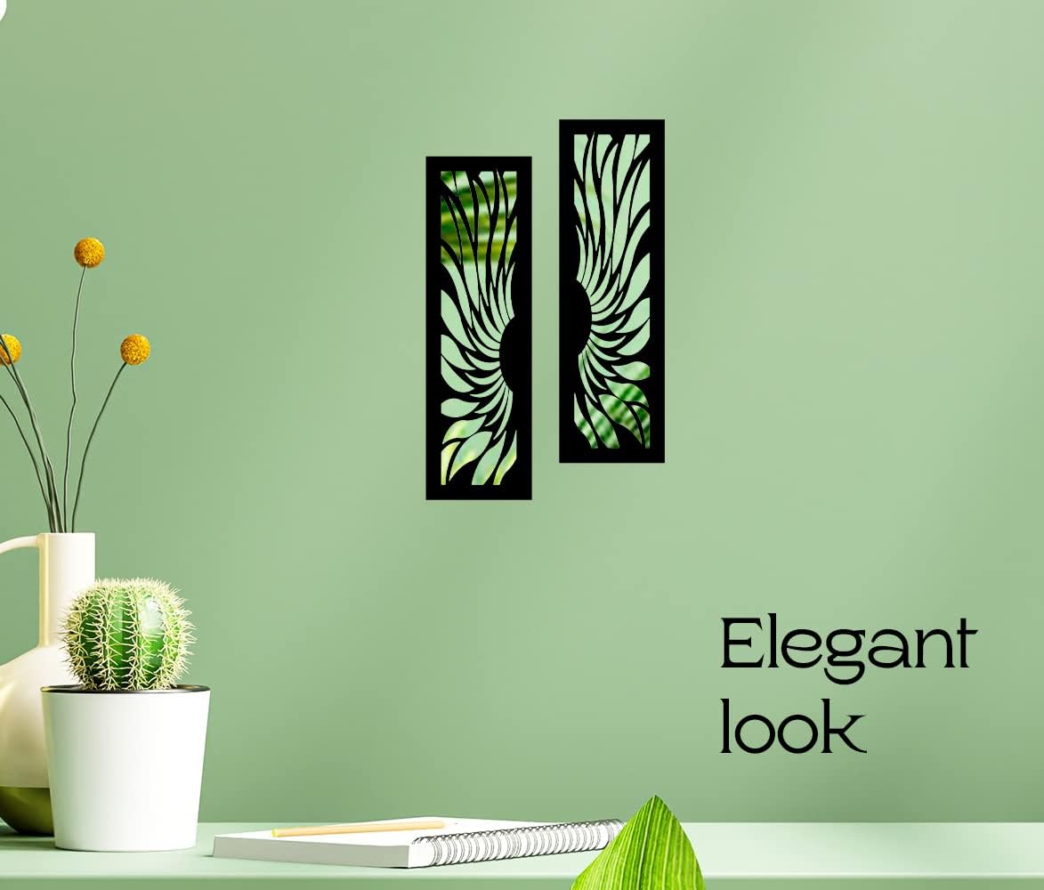 4X13 Set of 2 Handcrafted Wooden Wall Mirror Panels – Jharokha Style Decorative Wall Accents for Living Room, Bedroom, Lobby, or Entryway Wall Décor