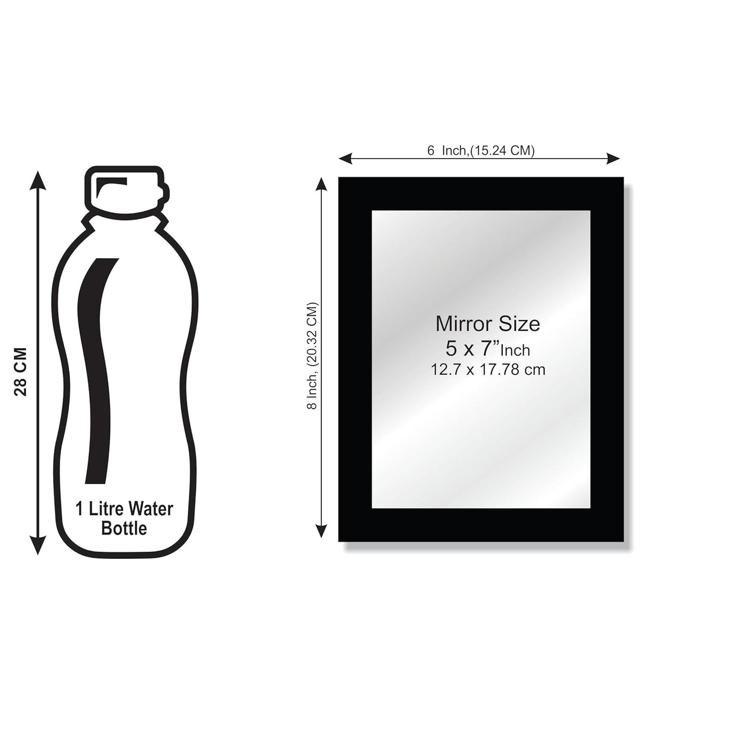 6x8 Compact Rectangular Wall Mirror for Bathroom, Makeup, Shaving & Indoor Use – Engineered Wood Frame, Lightweight, Vertical or Horizontal Mount