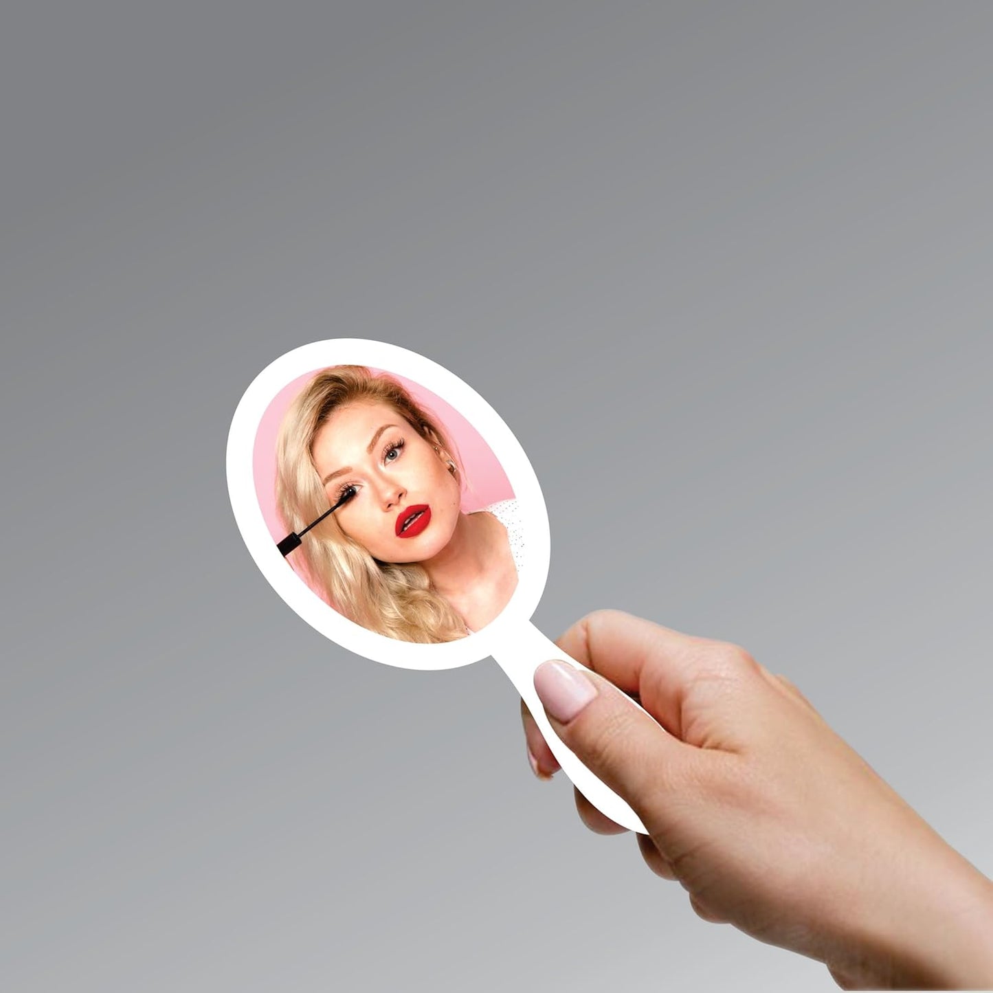 3.5x7.5 Oval Handheld Mirror with Wooden Handle for Makeup, Shaving, Salon, Travel & Indoor Use – Portable, Lightweight, Unisex – MDF Frame