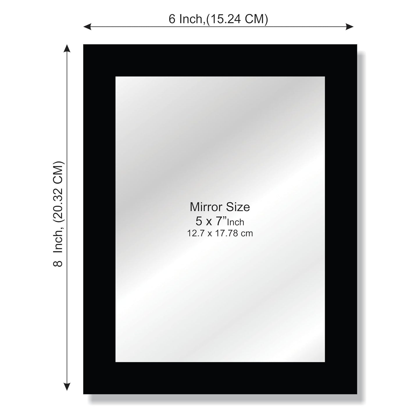 6x8 Compact Rectangular Wall Mirror for Bathroom, Makeup, Shaving & Indoor Use – Engineered Wood Frame, Lightweight, Vertical or Horizontal Mount
