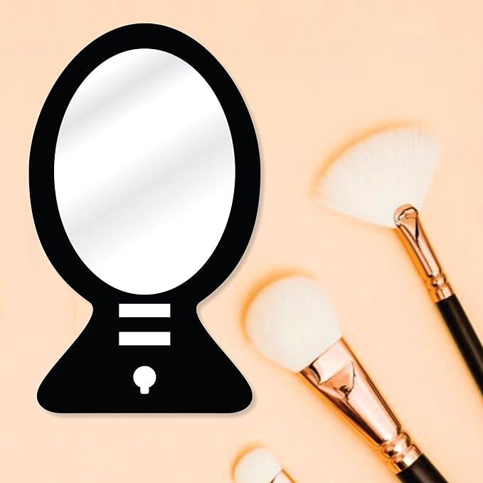 3.5x7.5 Oval Handheld Mirror with Wooden Handle for Makeup, Shaving, Salon, Travel & Indoor Use – Portable, Lightweight, Unisex – MDF Frame