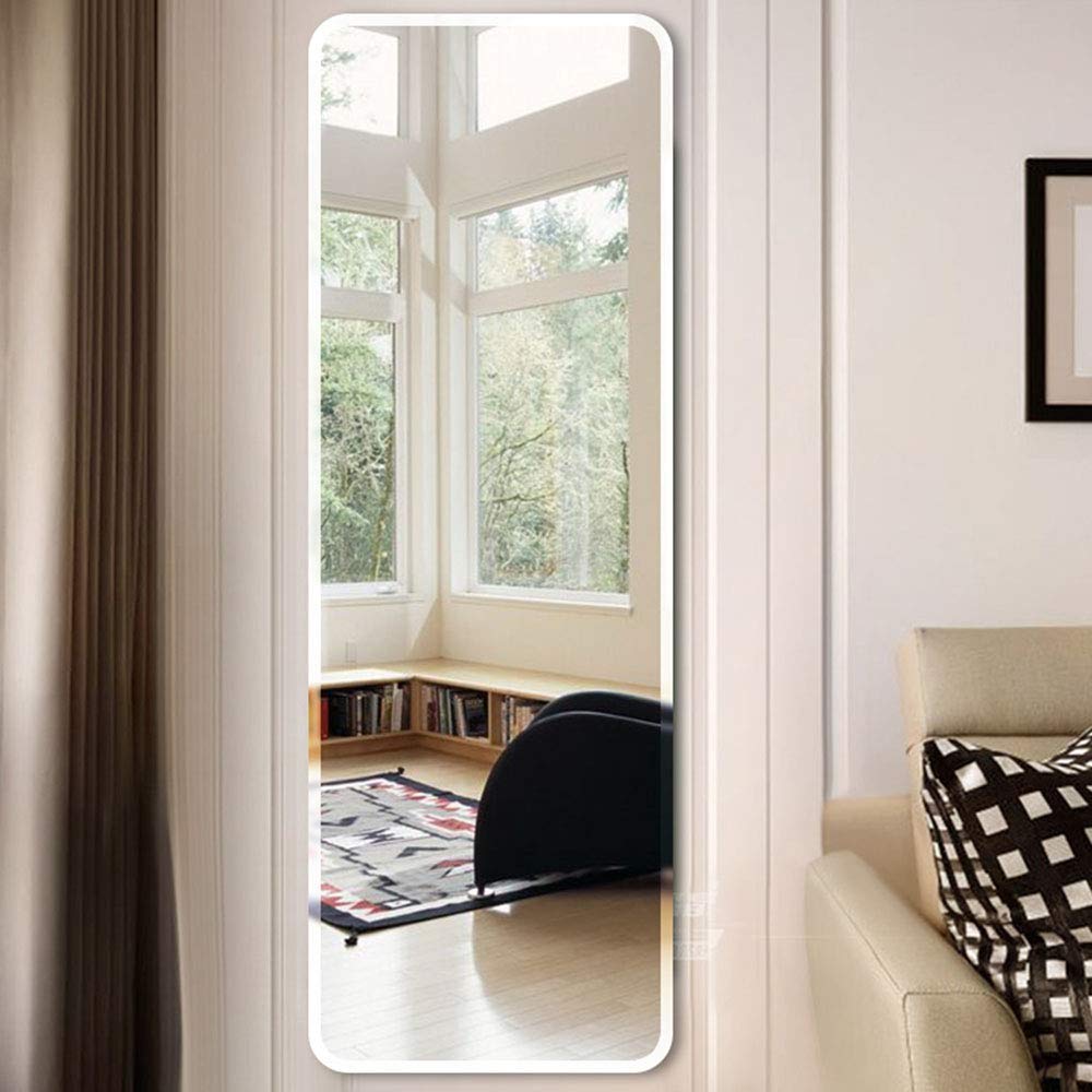 Frameless 5mm HD wall mirror with beveled smooth edges; a sleek rectangular design perfect for bathroom or home décor with clear, sharp reflection