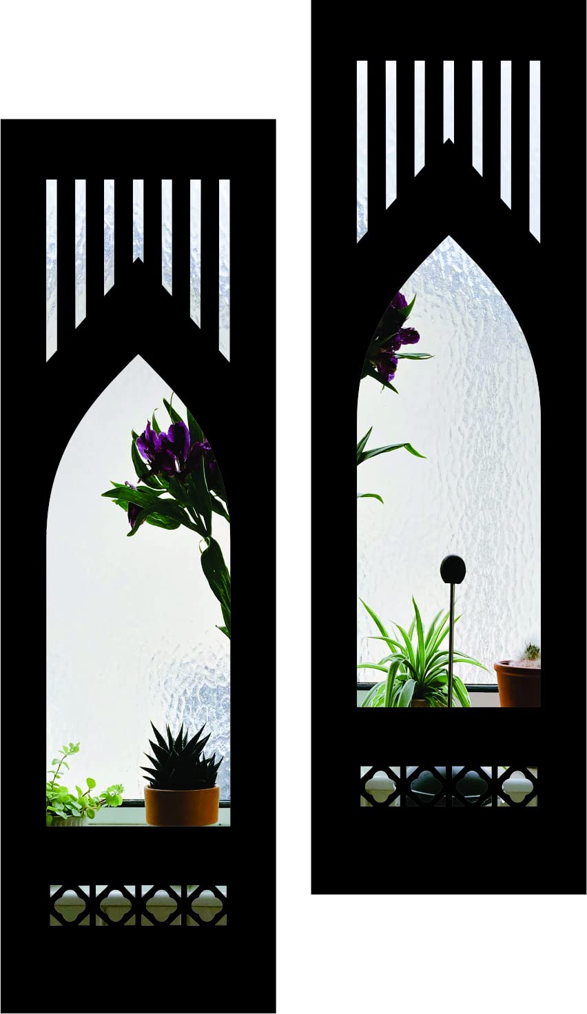 4X13 Set of 2 Handcrafted Wooden Wall Mirror Panels – Jharokha Style Decorative Wall Accents for Living Room, Bedroom, Lobby, or Entryway Wall Décor
