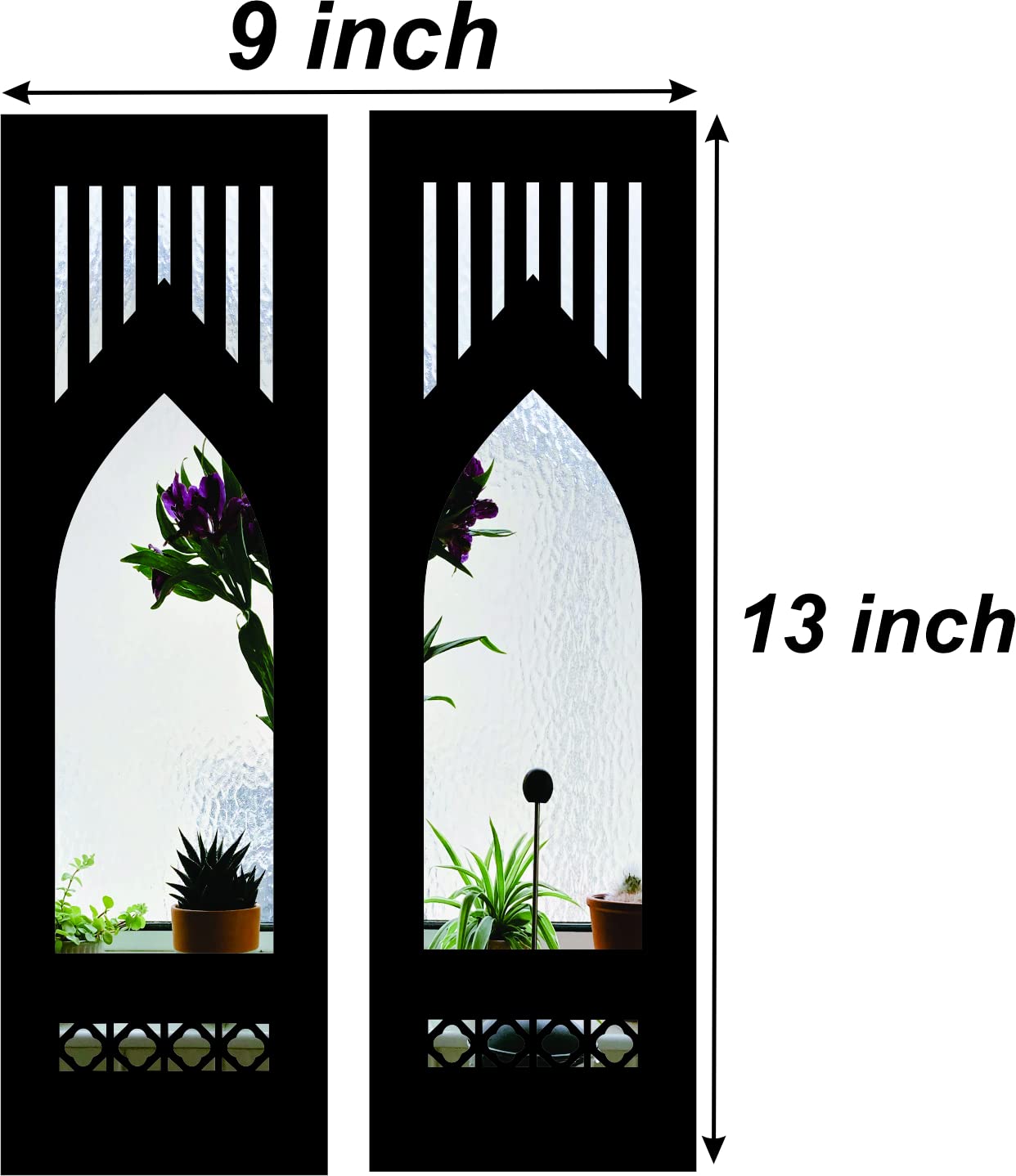 4X13 Set of 2 Handcrafted Wooden Wall Mirror Panels – Jharokha Style Decorative Wall Accents for Living Room, Bedroom, Lobby, or Entryway Wall Décor