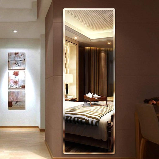 Elegant frameless full-length mirror with 5mm HD glass and beveled edges, adding depth and clarity to any room with a sleek, modern touch