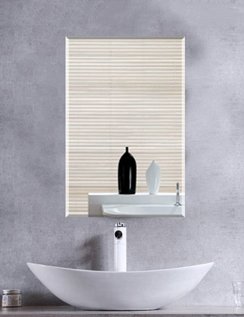 Frameless HD Rectangular mirror with beveled smooth edges and wall mount design; adds a clear, modern elegance to any home décor or living space