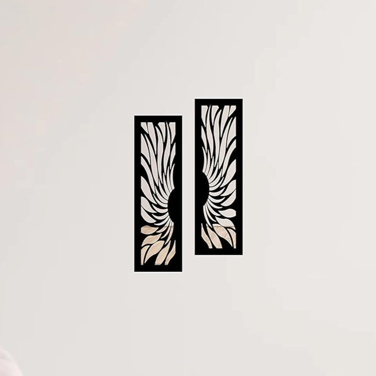 4X13 Set of 2 Handcrafted Wooden Wall Mirror Panels – Jharokha Style Decorative Wall Accents for Living Room, Bedroom, Lobby, or Entryway Wall Décor