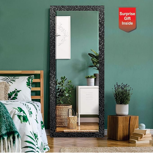 15x40 inch rectangular wall mirror with long fiber wood frame; wall-mounted design adds a sleek, modern touch to any home or living room décor