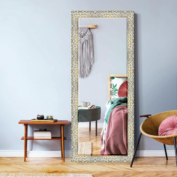 15x40 inch rectangular wall mirror with long fiber wood frame; wall-mounted design adds a sleek, modern touch to any home or living room décor