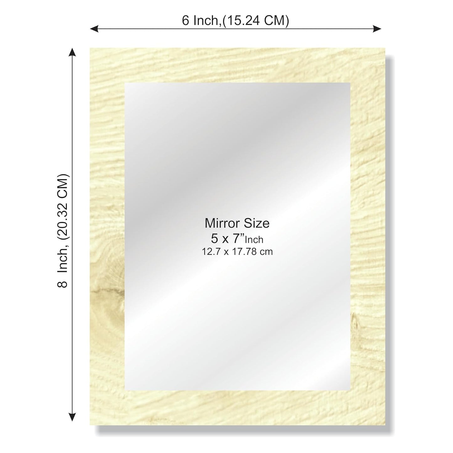 6x8 Compact Rectangular Wall Mirror for Bathroom, Makeup, Shaving & Indoor Use – Engineered Wood Frame, Lightweight, Vertical or Horizontal Mount