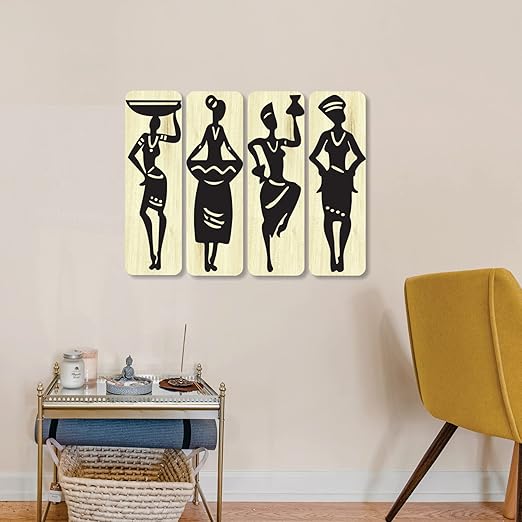 4x13 inch Abstract Wooden Wall Decor Art | Self-Adhesive Dual-Tone MDF Wall Hanging for Living Room, Bedroom, Office