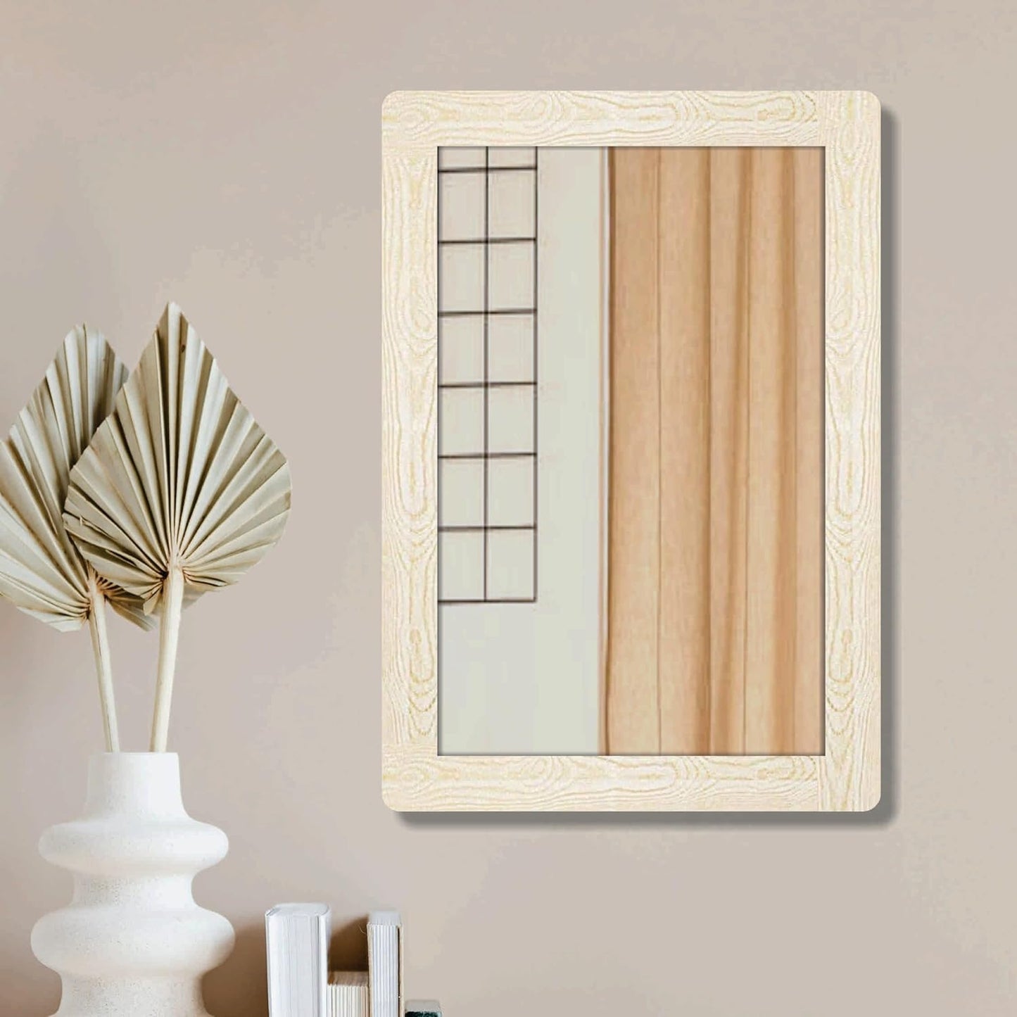 9x13 Compact Rectangular Wall Mirror for Bathroom, Makeup, Shaving & Indoor Use – Engineered Wood Frame, Lightweight, Vertical or Horizontal Mount