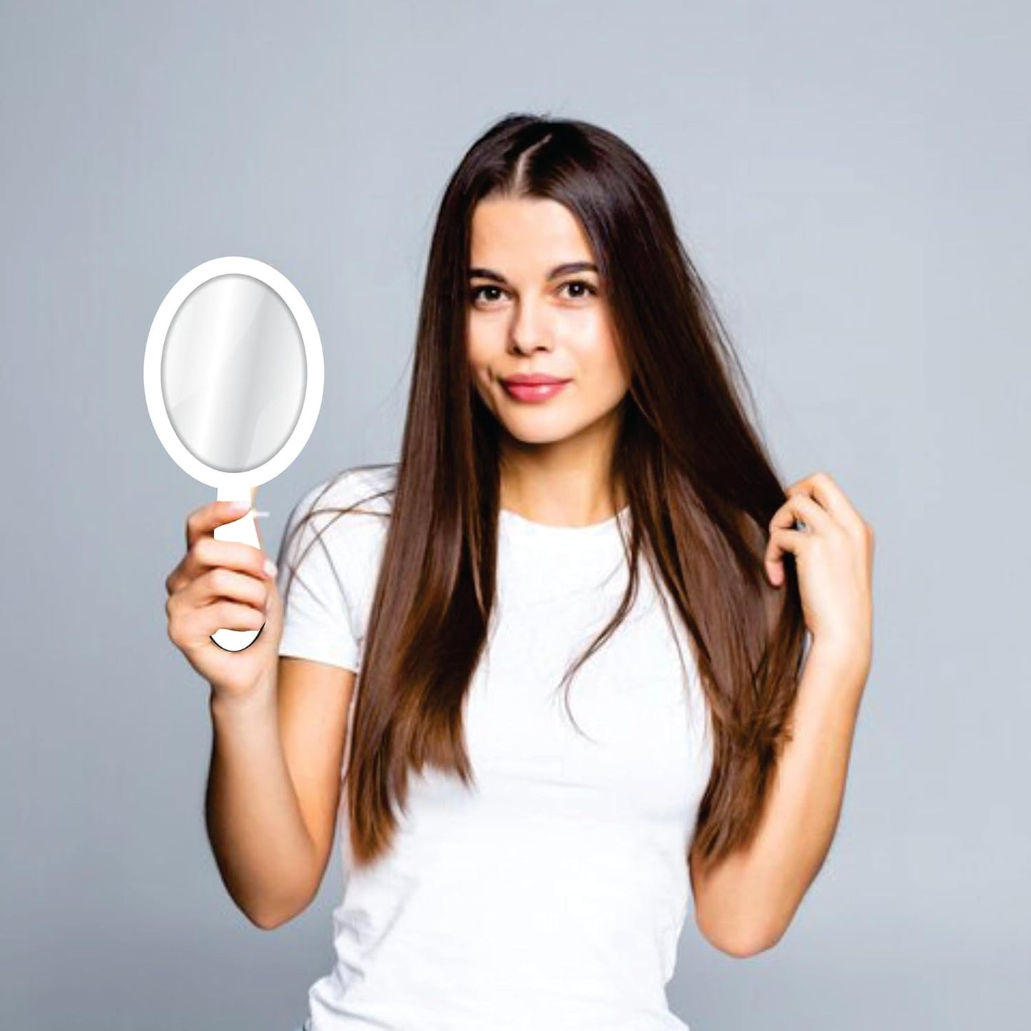 3.5x7.5 Oval Handheld Mirror with Wooden Handle for Makeup, Shaving, Salon, Travel & Indoor Use – Portable, Lightweight, Unisex – MDF Frame