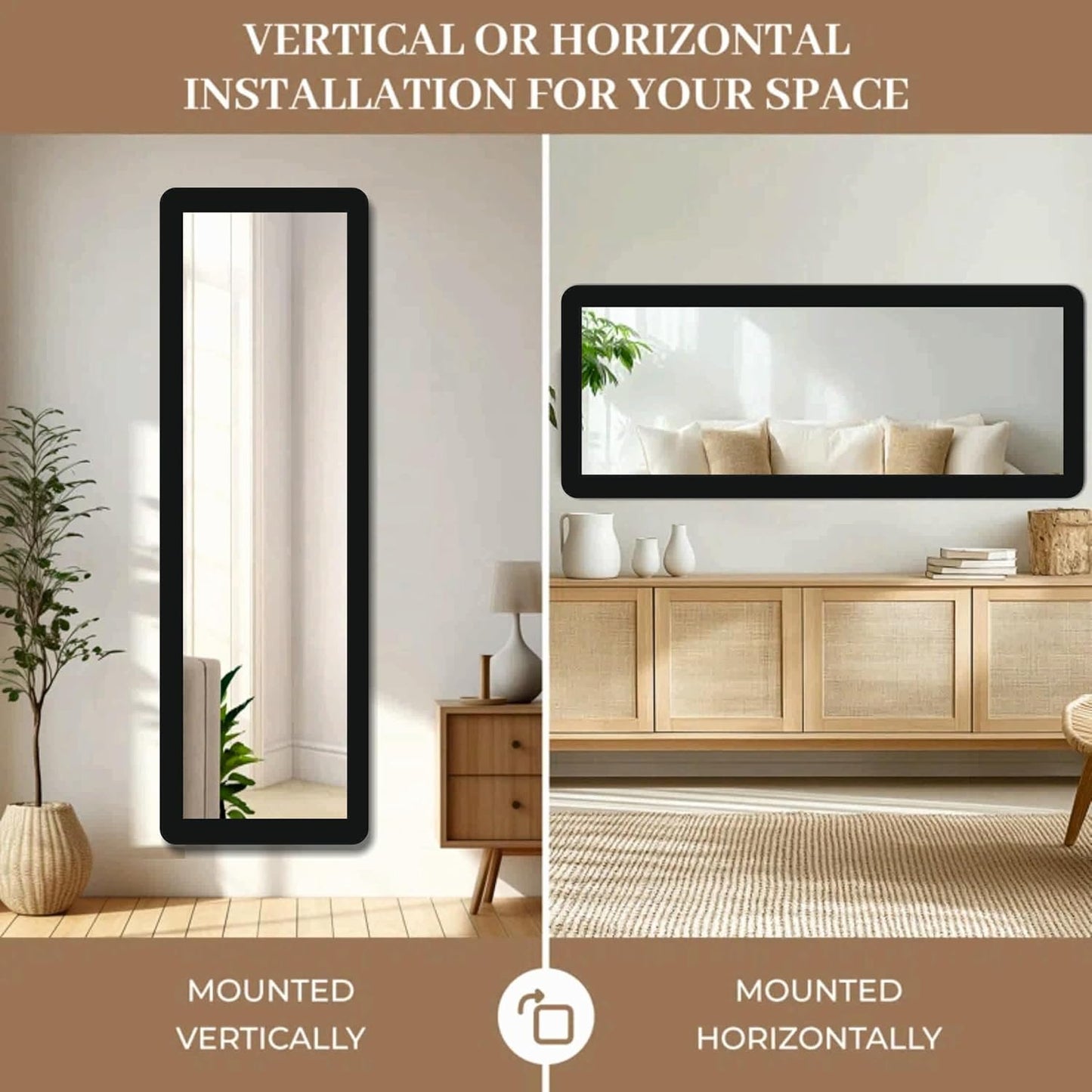 15x51 inch Full Length Dressing Cheval Mirror – Long Fiber Wood, Wall Hanging & Leaning Framed HD Mirror for Home Wall, Living Room & Decor Items