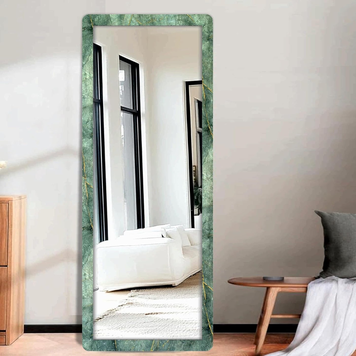 15x51 inch Full Length Dressing Cheval Mirror – Long Fiber Wood, Wall Hanging & Leaning Framed HD Mirror for Home Wall, Living Room & Decor Items
