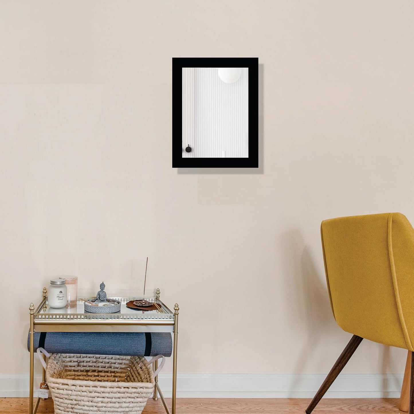 6x8 Compact Rectangular Wall Mirror for Bathroom, Makeup, Shaving & Indoor Use – Engineered Wood Frame, Lightweight, Vertical or Horizontal Mount