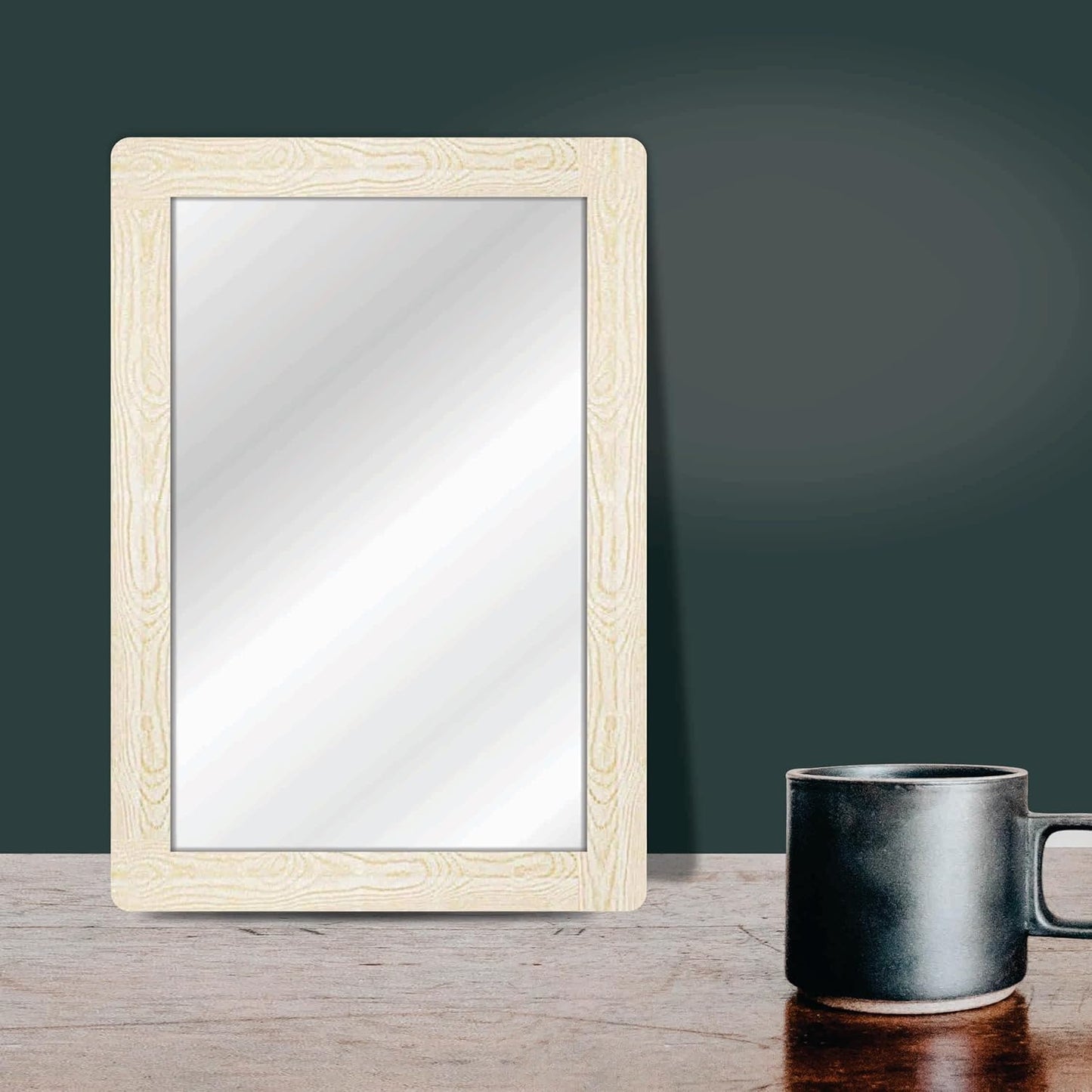 9x13 Compact Rectangular Wall Mirror for Bathroom, Makeup, Shaving & Indoor Use – Engineered Wood Frame, Lightweight, Vertical or Horizontal Mount