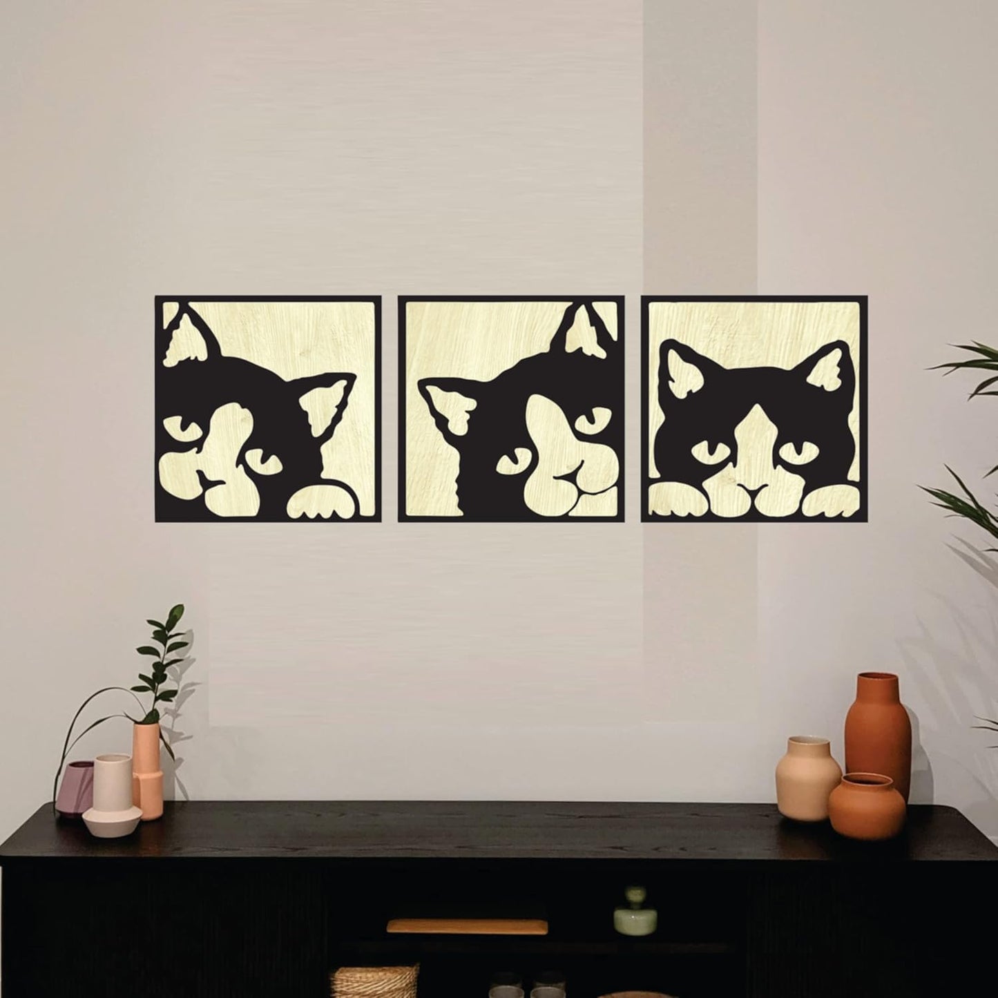 11 x 11 inch Bird-Themed Wooden Wall Decor Art | Self-Adhesive Dual-Tone MDF Wall Hanging for Living Room, Bedroom, Office
