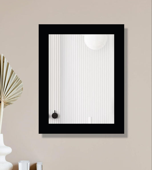 6x8 Compact Rectangular Wall Mirror for Bathroom, Makeup, Shaving & Indoor Use – Engineered Wood Frame, Lightweight, Vertical or Horizontal Mount