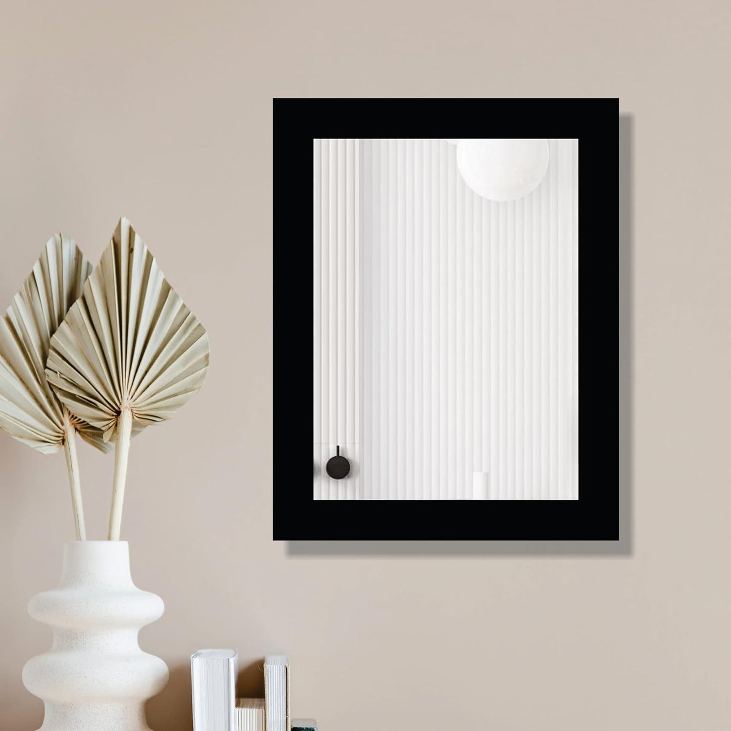 6x8 Compact Rectangular Wall Mirror for Bathroom, Makeup, Shaving & Indoor Use – Engineered Wood Frame, Lightweight, Vertical or Horizontal Mount
