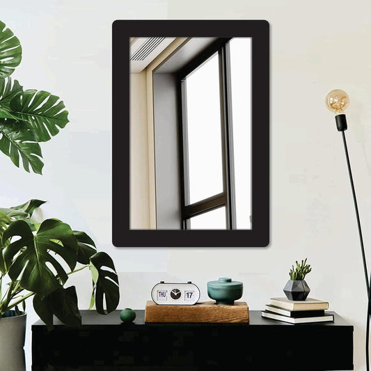 9x13 Compact Rectangular Wall Mirror for Bathroom, Makeup, Shaving & Indoor Use – Engineered Wood Frame, Lightweight, Vertical or Horizontal Mount