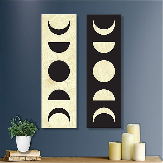4x13 inch Abstract Wooden Wall Decor Art | Self-Adhesive Dual-Tone MDF Wall Hanging for Living Room, Bedroom, Office