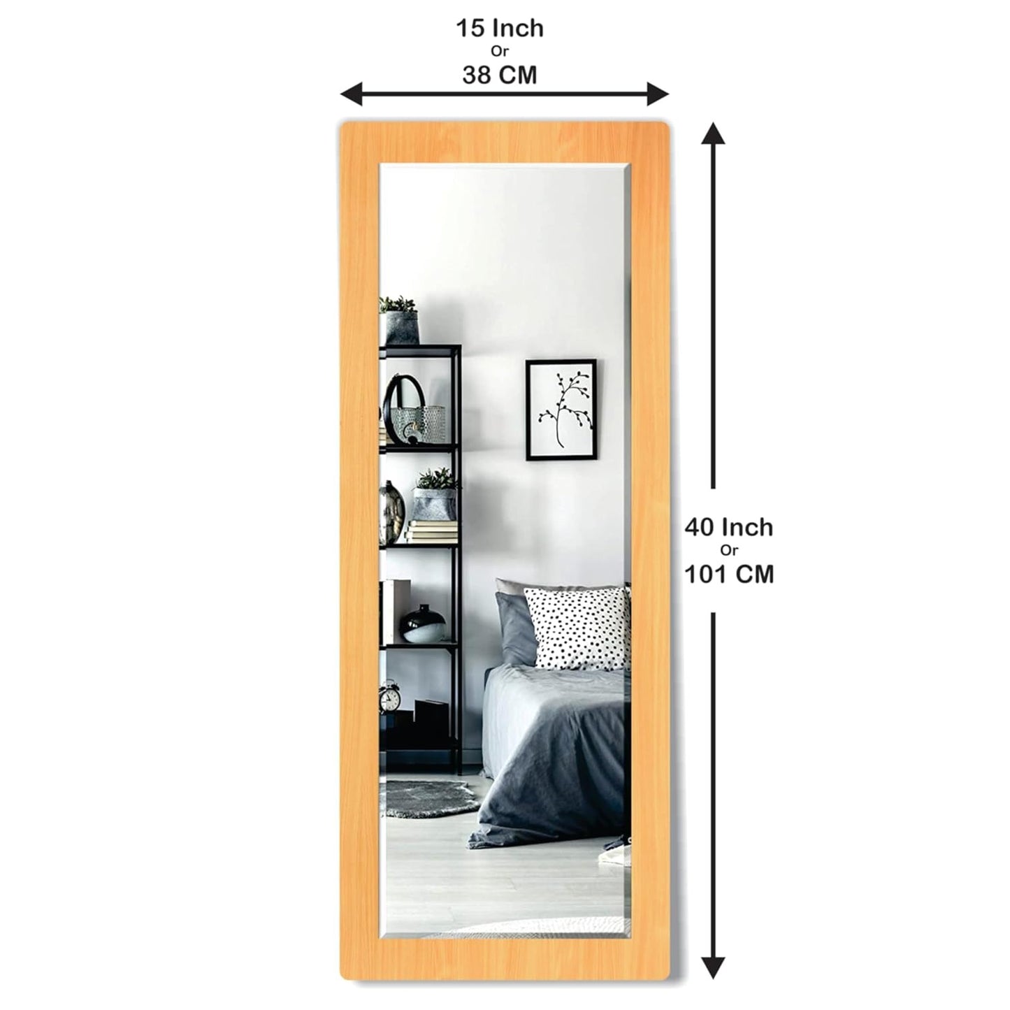 15x40 inch long rectangular framed mirror with MDF wood, dual hanging options, and elegant design—perfect for stylish, modern wall décor