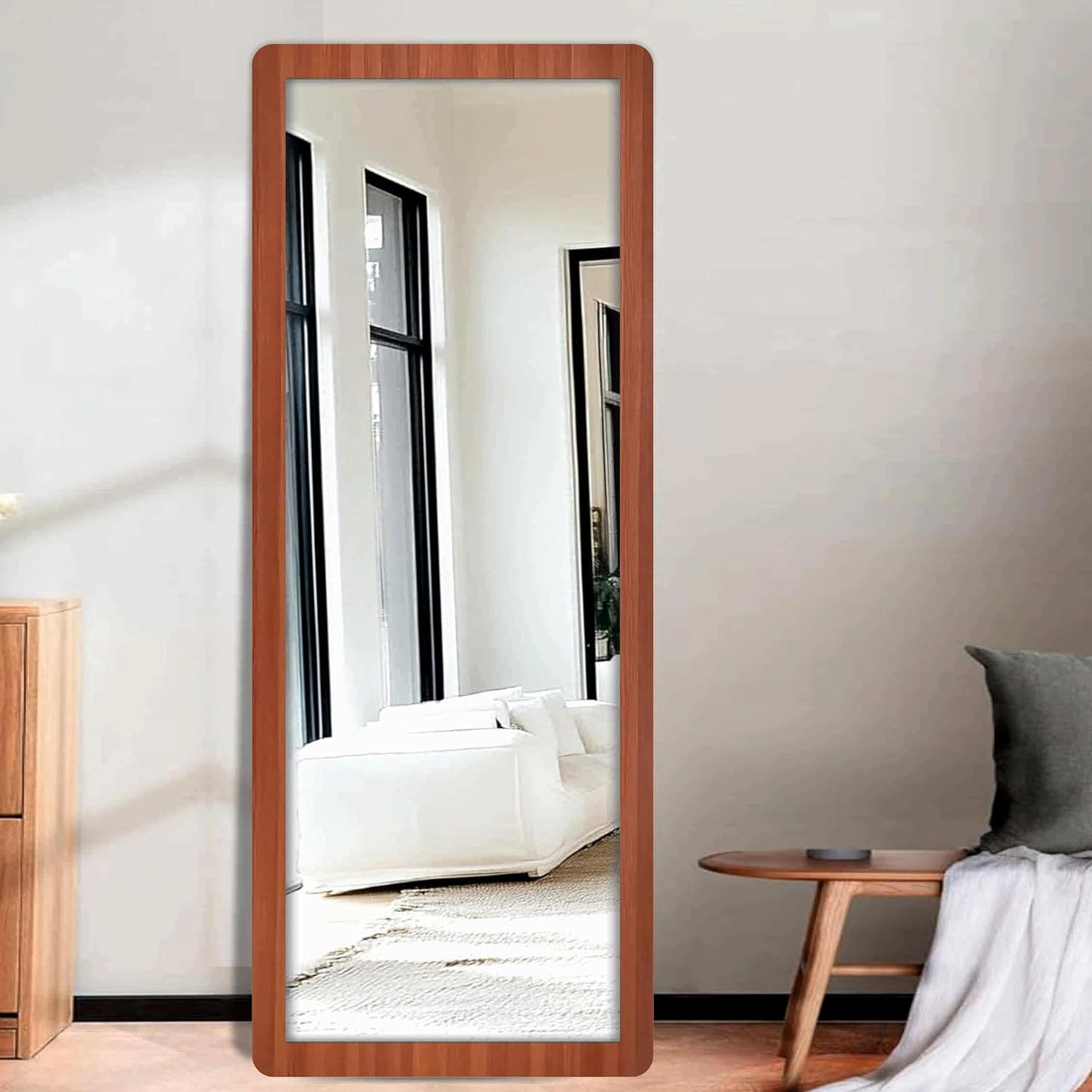 15x51 inch Full Length Dressing Cheval Mirror – Long Fiber Wood, Wall Hanging & Leaning Framed HD Mirror for Home Wall, Living Room & Decor Items