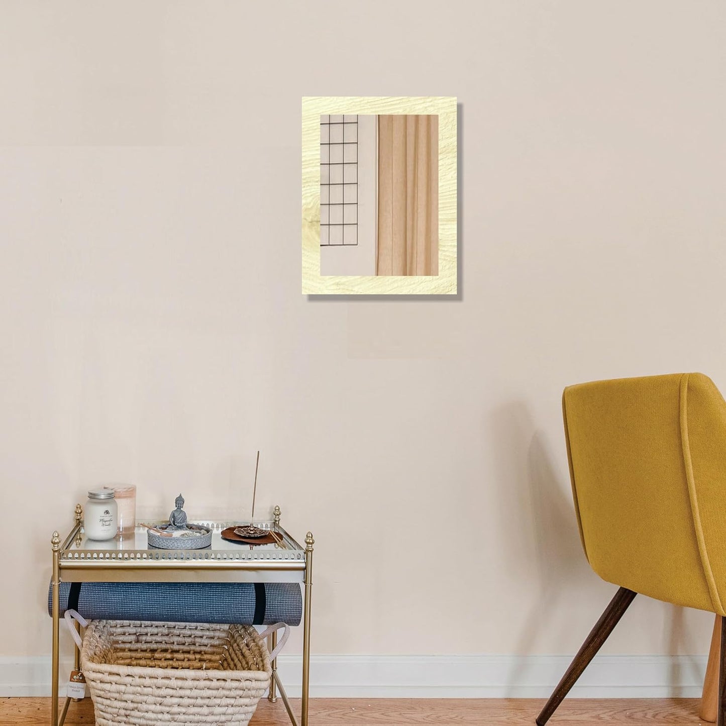 6x8 Compact Rectangular Wall Mirror for Bathroom, Makeup, Shaving & Indoor Use – Engineered Wood Frame, Lightweight, Vertical or Horizontal Mount
