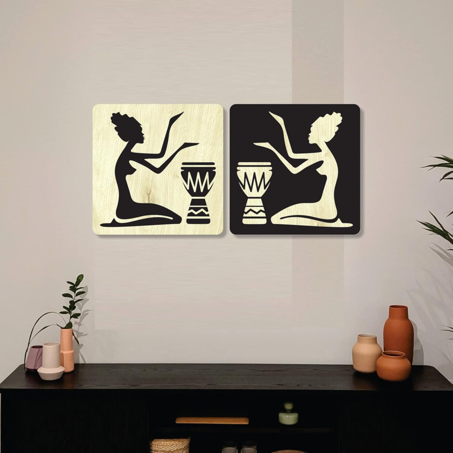 11 x 11 inch Bird-Themed Wooden Wall Decor Art | Self-Adhesive Dual-Tone MDF Wall Hanging for Living Room, Bedroom, Office