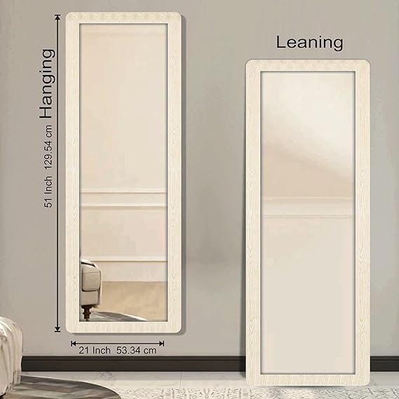 21 x 51 inch Full Length Dressing Cheval Mirror – Long Fiber Wood, Rectangular Framed HD Mirror for Wall Hanging in Bedroom, Living Room & Home Decor