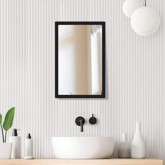 Wooden Framed Wall Mirror for Bathroom, Bedroom, Living Room & Wash Basin – Vertical & Horizontal Mount, Lightweight & Stylish