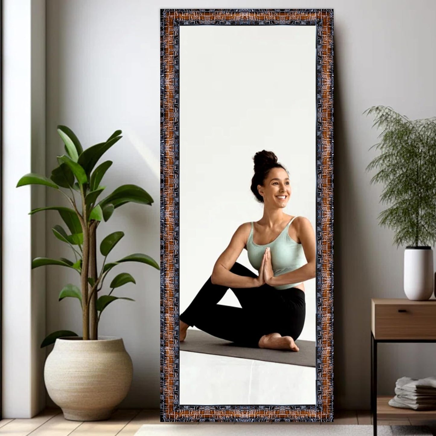 18 x 60 inch Full Length Dressing Cheval Mirror – Long Fiber Wood, Rectangular, Wall Hanging & Leaning Framed HD Mirror for Home & Living Room