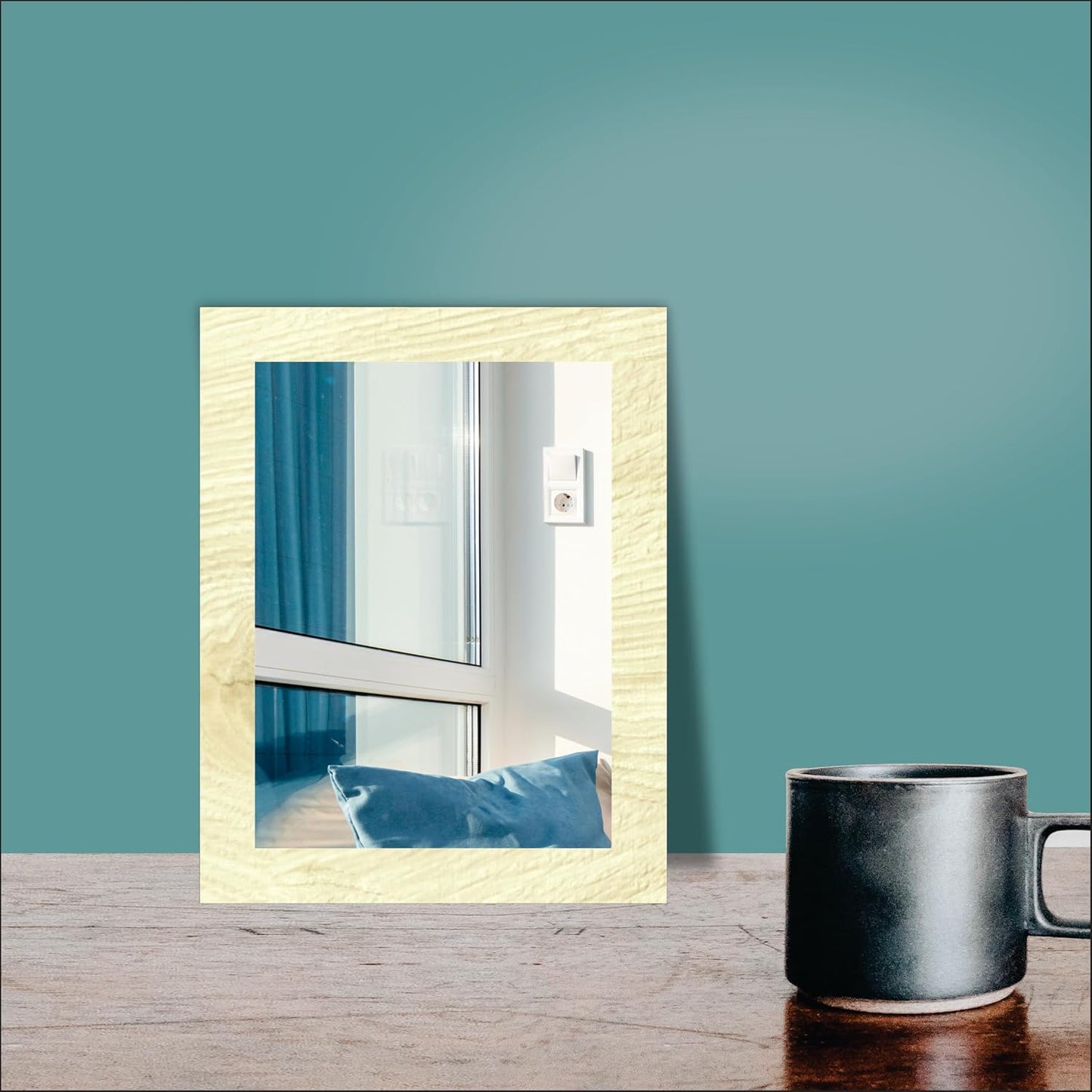 6x8 Compact Rectangular Wall Mirror for Bathroom, Makeup, Shaving & Indoor Use – Engineered Wood Frame, Lightweight, Vertical or Horizontal Mount