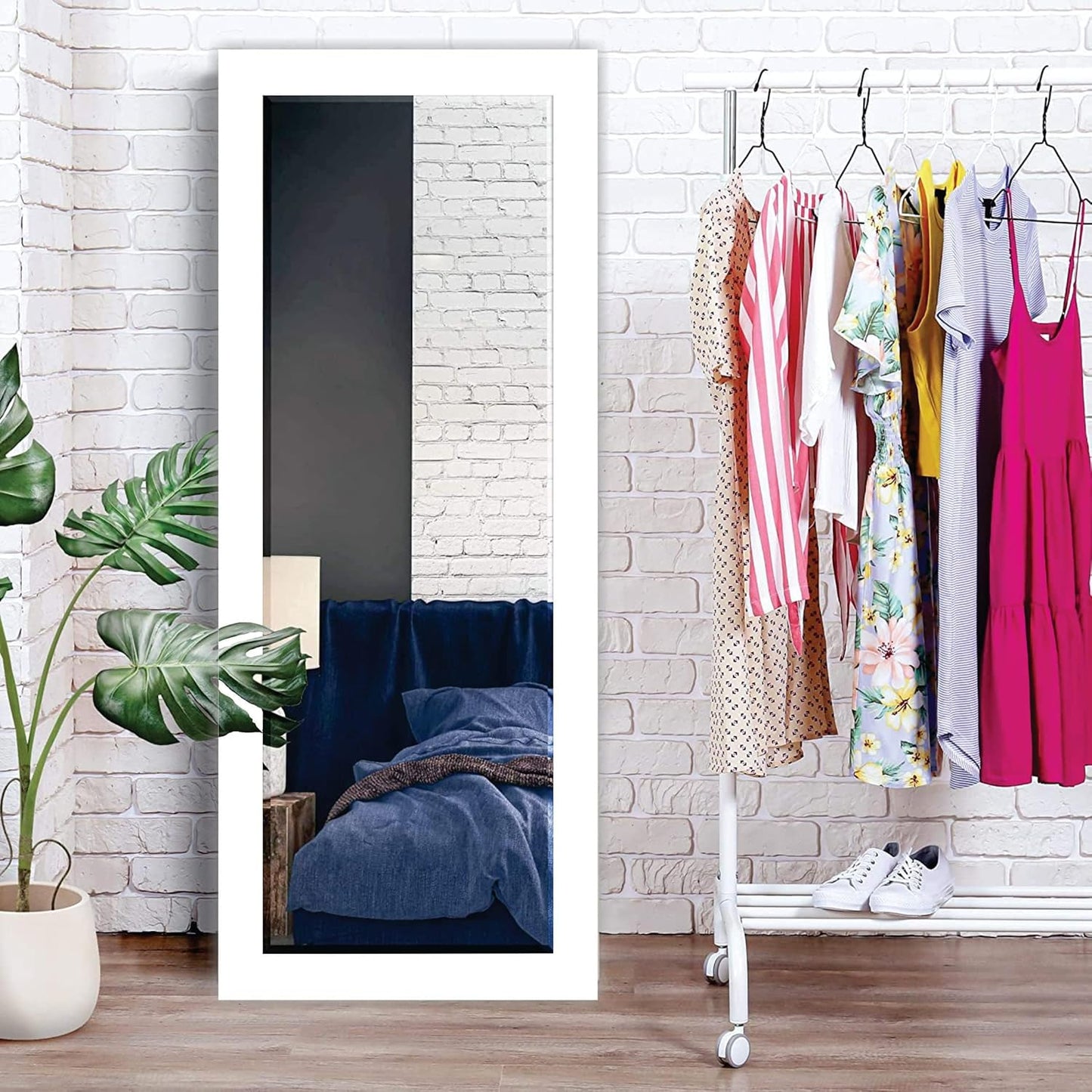 15x40 inch long rectangular framed mirror with MDF wood, dual hanging options, and elegant design—perfect for stylish, modern wall décor
